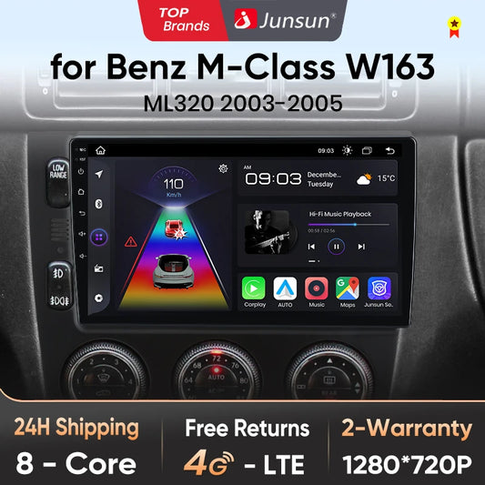 Junsun V1 Plus Car Radio For Mercedes Benz M-Class W163 ML 1998 - 2006 wireless CarPlay Android Auto No 2 din 2din DVD