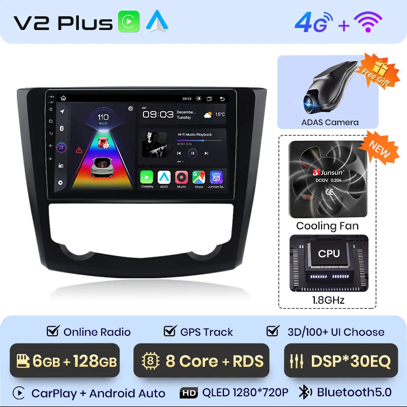 Junsun V1 Plus Car Radio For Renault Kadjar 2015 - 2019 wireless CarPlay Android Auto car intelligent systems No 2 din 2din DVD