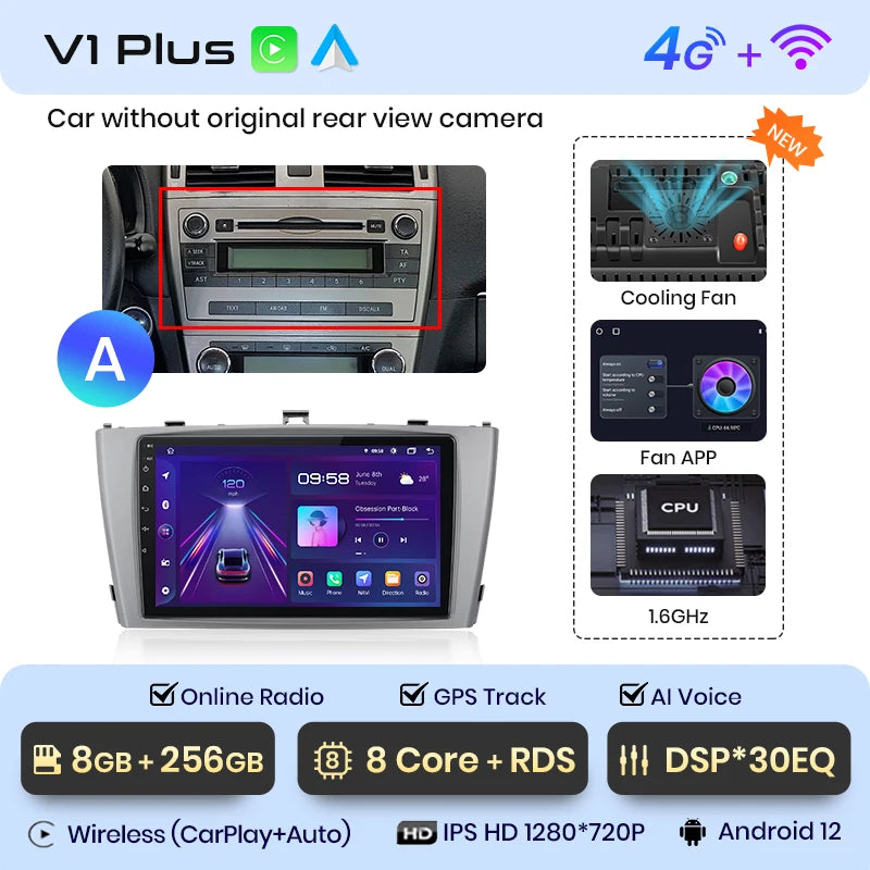 Junsun V1 Wireless CarPlay Android Auto Car Radio for Toyota Avensis T27 2008-2015 GPS Car Intelligent Systems Smart Autoradio