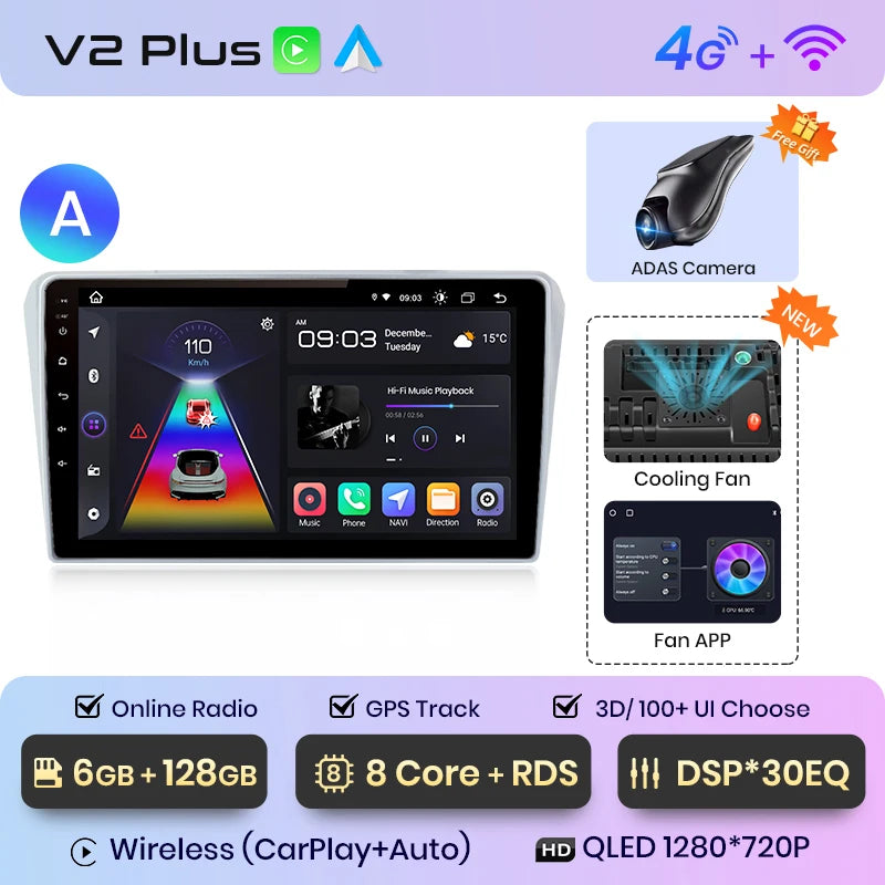 Junsun V1pro AI Voice 2 din Android Auto Radio For Toyota Avensis T25 2002 - 2008  Carplay Car Multimedia GPS 2din autoradio