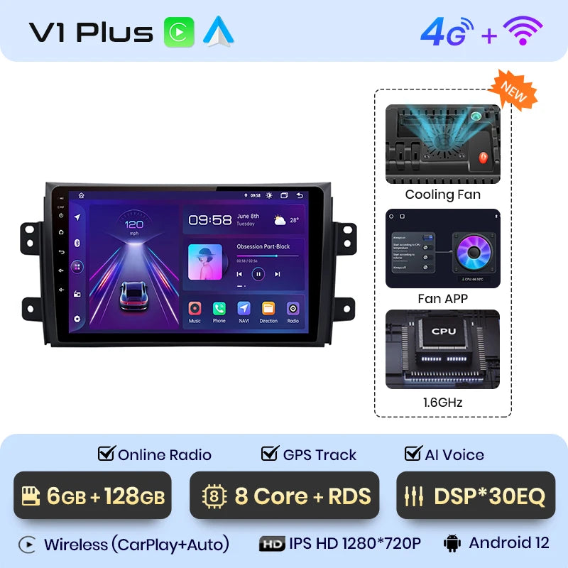 Junsun V1pro Android Auto Radio For Suzuki SX4 2006-2013 For Fiat Sedici 2005-2014 Carplay 4G Car Multimedia GPS 2din autoradio