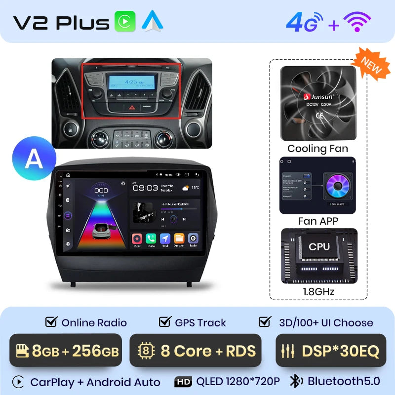 Junsun Car Radio For Hyundai Tucson 2 ix35 2009 - 2015 wireless CarPlay Android Auto car intelligent systems No 2 din 2din DVD