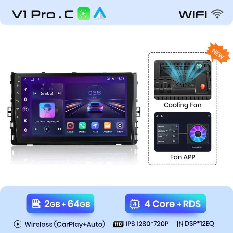 Junsun Wireless CarPlay Android Auto Radio For VOLKSWAGEN LAVIDA PLU 2018 Car Intelligent Systems RDS BT WiFi 2 din