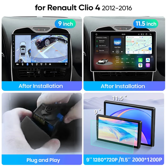 Junsun Wireless CarPlay Car Radio For Renault Clio 4 2012 2013 2014-2016 Android Multimedia