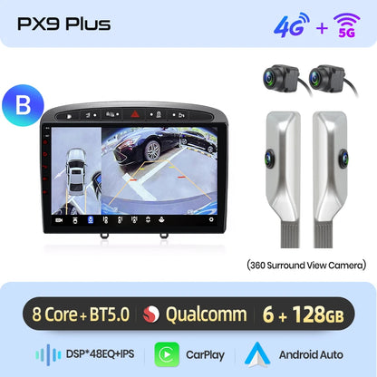 Junsun Android Wireless CarPlay Auto Car Radio For Peugeot 308 308SW 408 2012-2020 Car Intelligent Systems DSP SWC RDS GPS FM BT