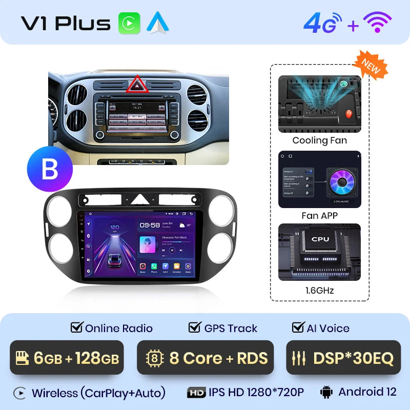 Junsun V1pro AI Voice 2 din Android Auto Radio For VW Volkswagen Tiguan 1 NF 2006-2016 Carplay Car Multimedia GPS 2din autoradio