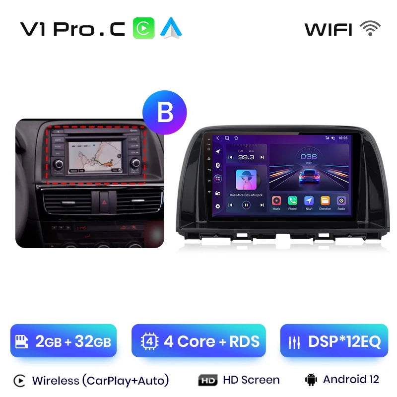 Junsun V1pro AI Voice 2 din Android Auto Radio For Mazda CX-5 2012-2015  Carplay 4G Car Multimedia GPS 2din autoradio
