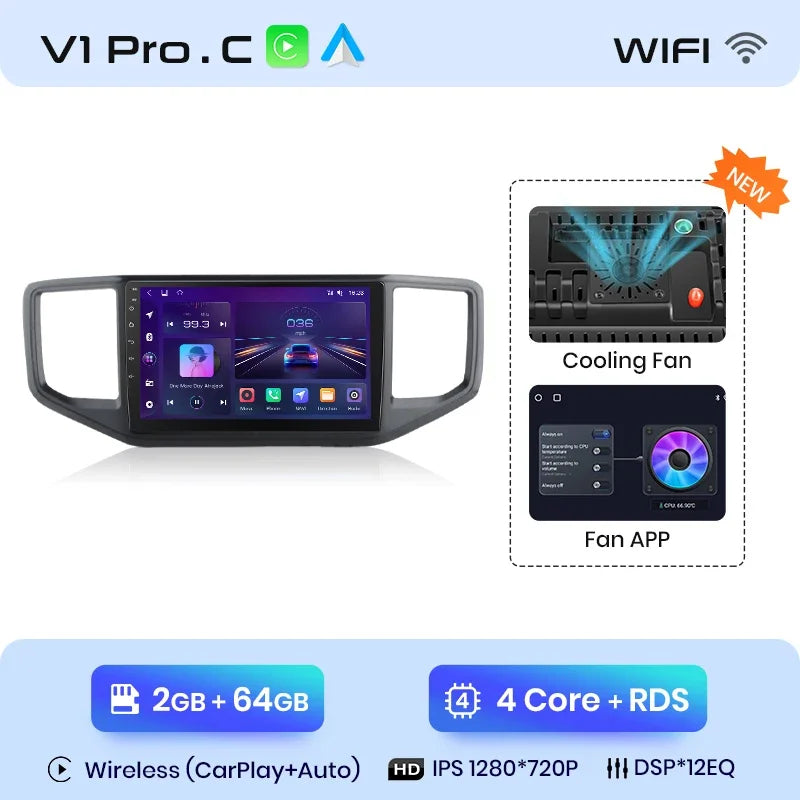 Junsun Wireless CarPlay Android Auto Radio For VOLKSWAGEN AMAROK 2017 Car Intelligent Systems RDS BT WiFi 2 din