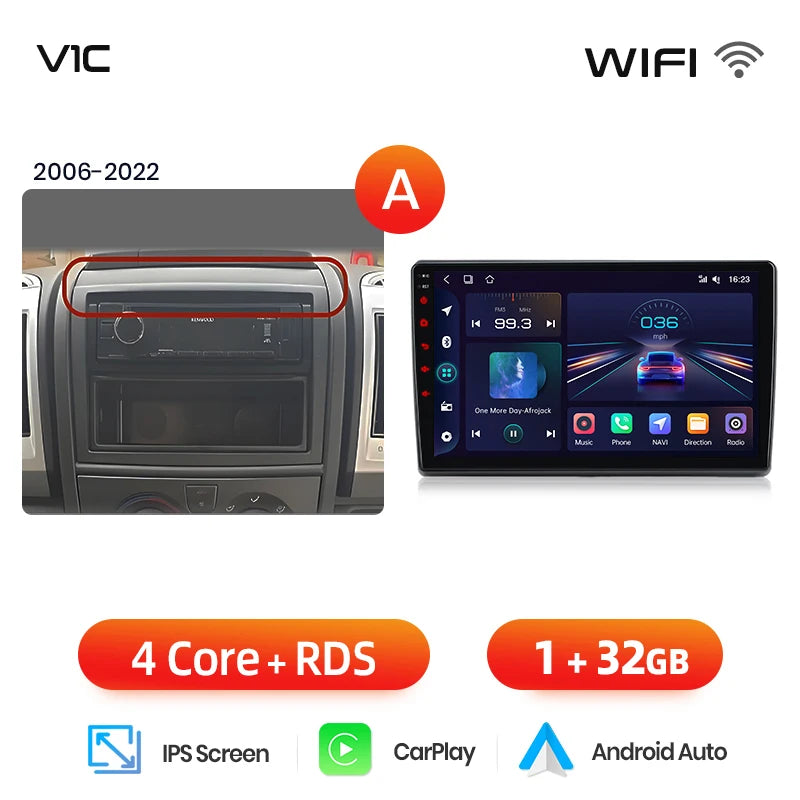 Junsun AI 4G LTE Wireless CarPlay Android Auto Car Radio For Fiat Ducato Peugeot Boxer Citroen Jumper 2006-2015 GPS Navi RDS FM