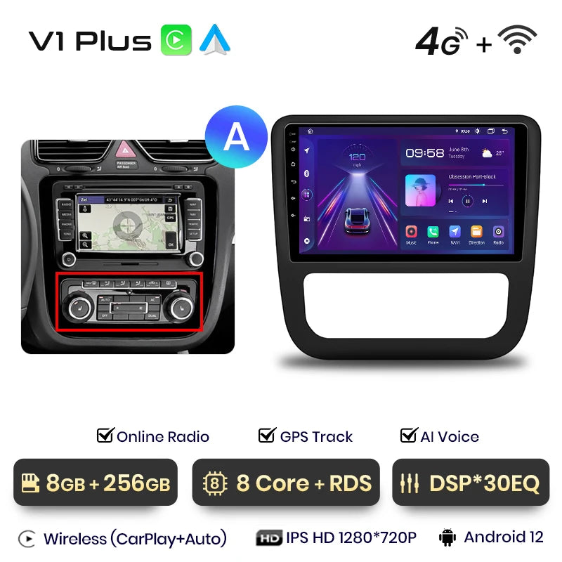 Junsun V1pro AI Voice 2 din Android Auto Radio For VW Volkswagen Scirocco 2008-2013 Carplay 4G Car Multimedia GPS 2din autoradio