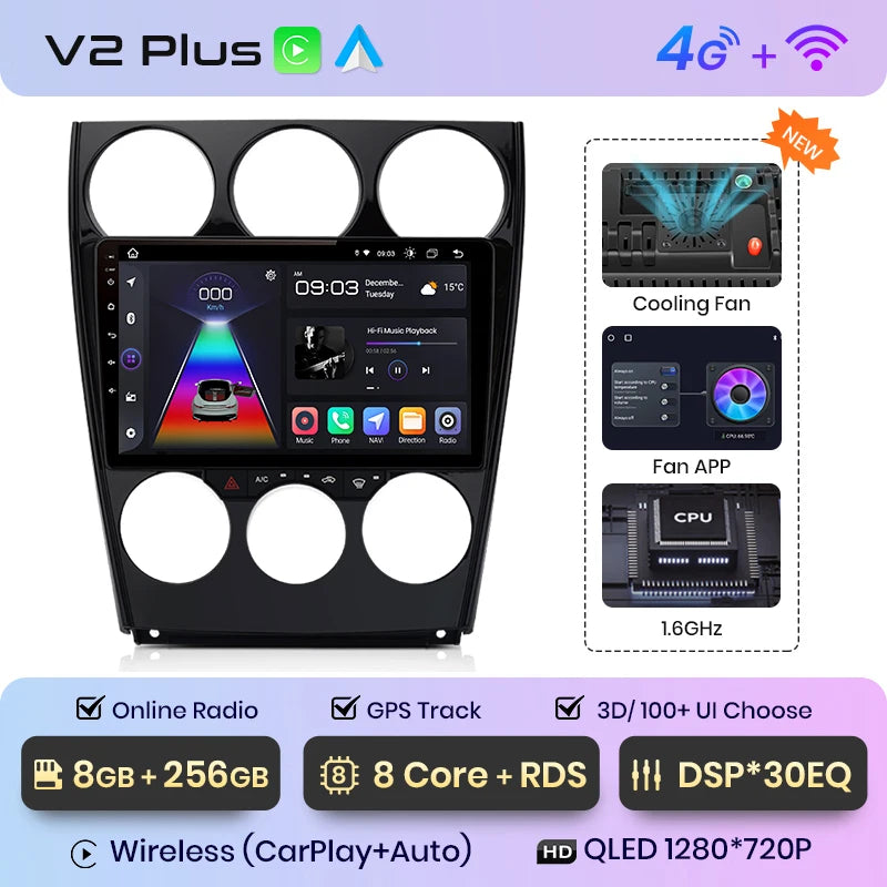 Junsun V1pro AI Voice Android Auto Radio for Mazda 6 2004-2015 Carplay 4G Car Multimedia GPS 2din autoradio