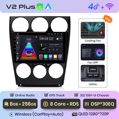 Junsun V1pro AI Voice Android Auto Radio for Mazda 6 2004-2015 Carplay 4G Car Multimedia GPS 2din autoradio