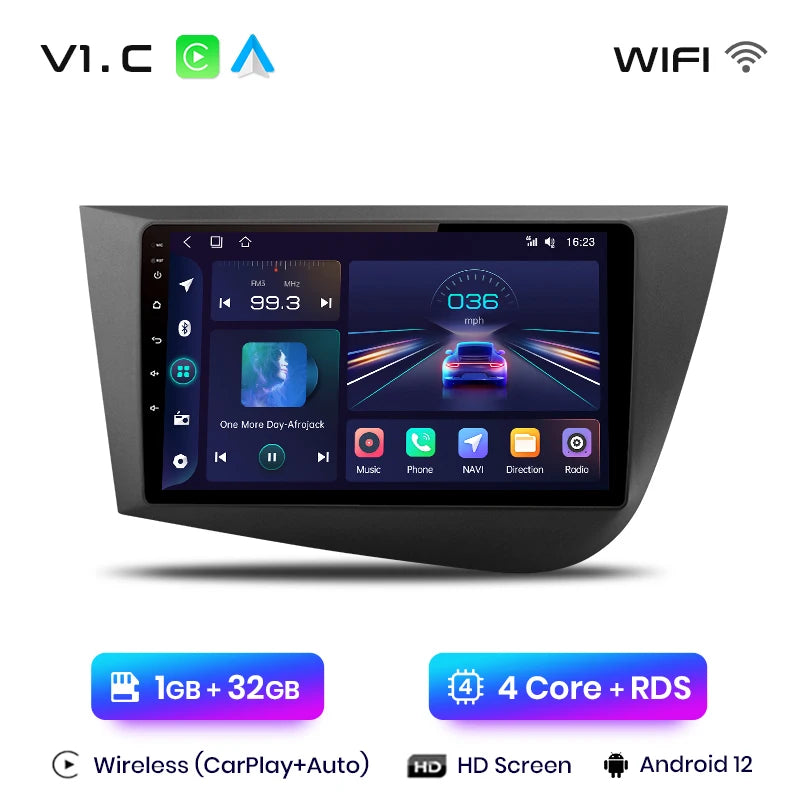 Junsun V1 Wireless CarPlay Android Auto Car Radio for  Seat Leon MK2 2005-2012 GPS Car Intelligent Systems Smart Autoradio