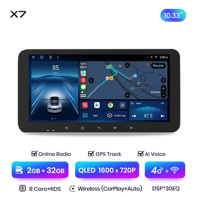 Junsun X7 PRO 11.5“ 2K AI Voice Wireless CarPlay Android Auto Car Radio For Skoda Superb 2 2008-2015 Multimedia autoradio