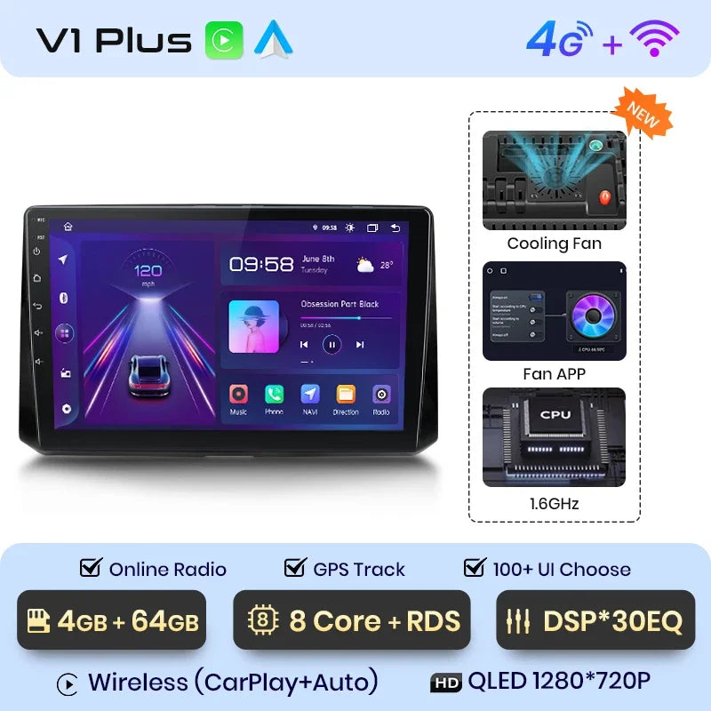 Junsun Wireless CarPlay Android Auto Radio For Toyota Corolla 2018 - 2021 Car Intelligent Systems RDS BT WiFi 2 din