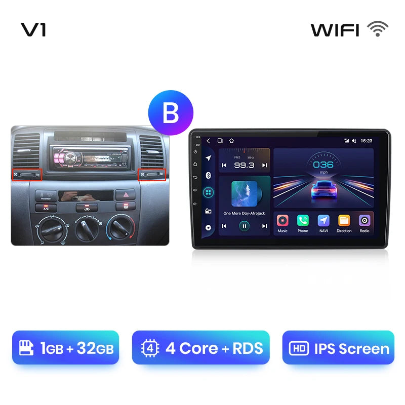 Junsun V1pro AI Voice Android Auto Radio For Toyota Corolla E130 E120 2000-2004 Carplay 4G Car Multimedia GPS 2din autoradio