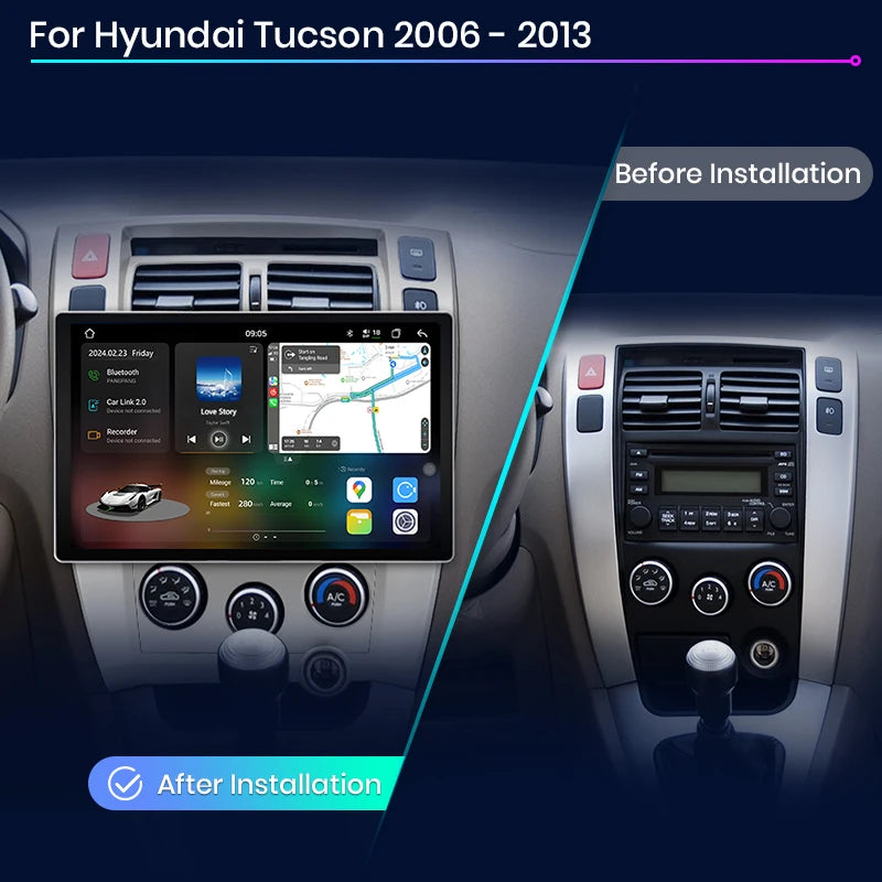 Junsun V3 Plus 2K Android 13 Wireless CarPlay Android Auto Car Intelligent Systems for Hyundai Tucson 2006 - 2013 7870 Autoradio