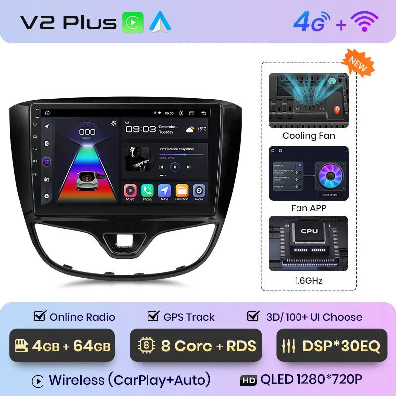 Junsun Wireless CarPlay Android Auto Radio For Opel Karl 2017 2018 2019 2020 Car Intelligent Systems RDS BT WiFi 2 din