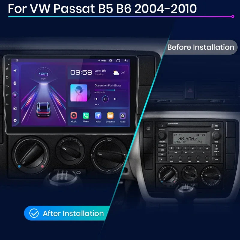 Junsun Wireless CarPlay Android Auto Car Radio Multimedia For VW Passat B5 B6 2004-2010  GPS Intelligent Systems Smart Autoradio