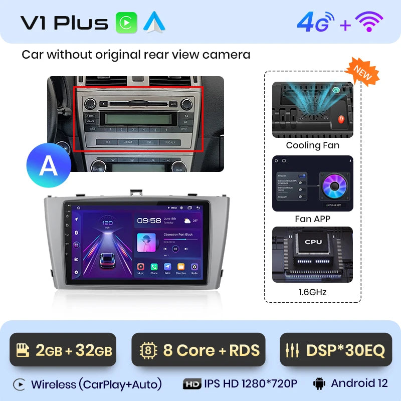 Junsun V1 Wireless CarPlay Android Auto Car Radio for Toyota Avensis T27 2008-2015 GPS Car Intelligent Systems Smart Autoradio