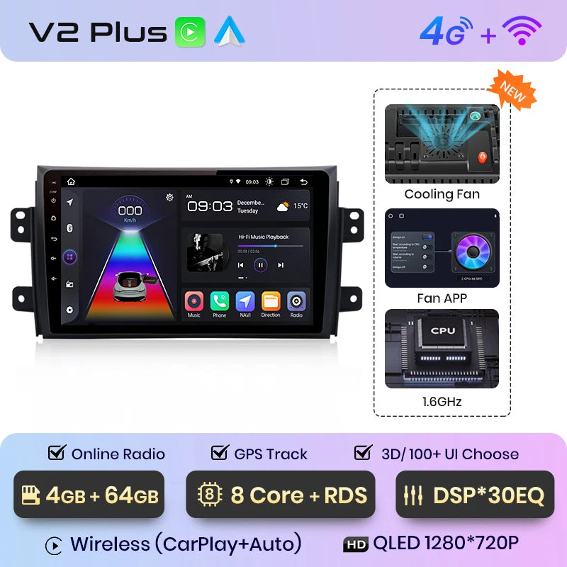 Junsun V1pro Android Auto Radio For Suzuki SX4 2006-2013 For Fiat Sedici 2005-2014 Carplay 4G Car Multimedia GPS 2din autoradio