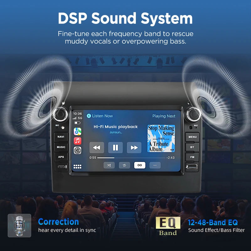Junsun Wireless CarPlay Car Radio For Fiat Ducato 2015 2016 2017-2020 Android Multimedia