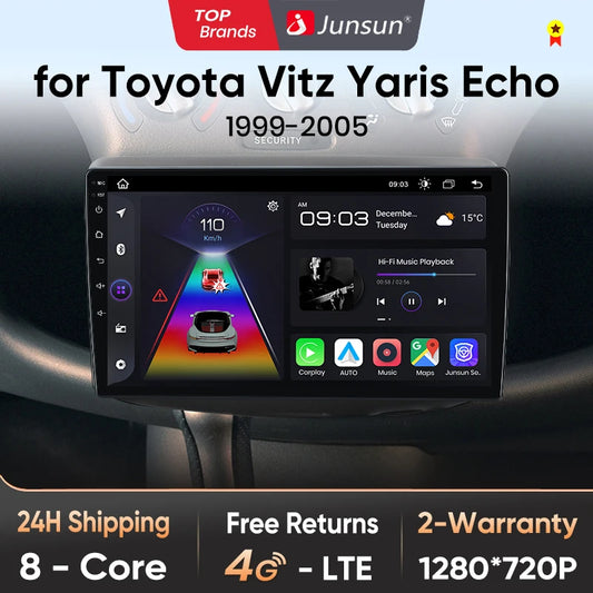 Junsun V1pro Android Auto Radio for Toyota Vitz XP10 Yadditif Platz Echo 1999-2005 Carplay 4G Car Multimedia GPS 2din autoradio