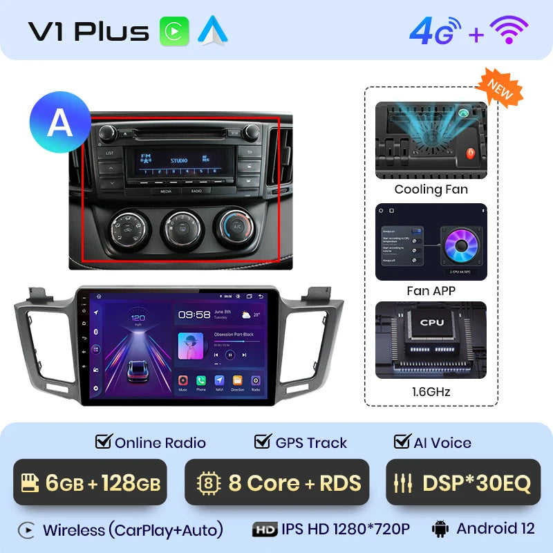 Junsun V1pro AI Voice 2 din Android Auto Radio for Toyota RAV4 RAV 4 2012 - 2018 Carplay 4G Car Multimedia GPS 2din autoradio