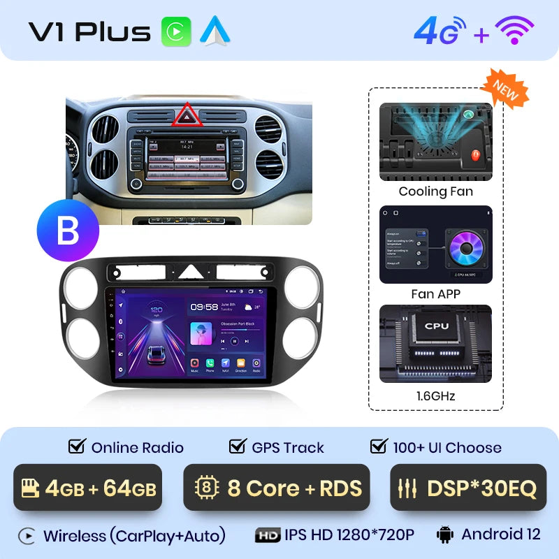 Junsun V1pro AI Voice 2 din Android Auto Radio For VW Volkswagen Tiguan 1 NF 2006-2016 Carplay Car Multimedia GPS 2din autoradio