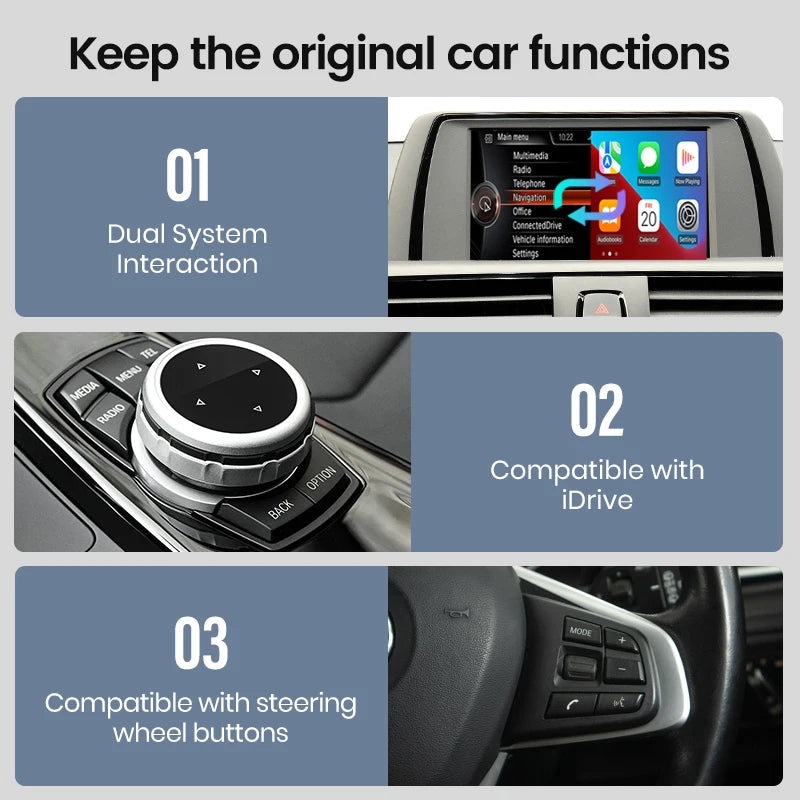 Junsun Wireless CarPlay Android For BMW NBT CIC System 1 2 3 4 5 Series X1 X3 X4 X5 F20 F21 F30 F31 F34 F10 F48 F25 F26 F10 E84 - Junsun Official Store