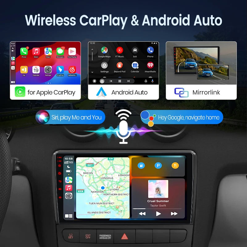 Junsun Wireless CarPlay for Apple Android Auto Car Radio GPS for Alfa Romeo Giulietta 2010-2014 Multimedia RDS 4G WiFi Screen Stereo