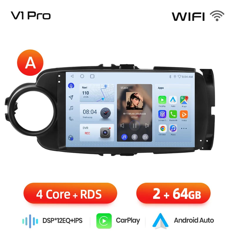 Junsun AI voice 4G LTE wireless CarPlay Android Auto Radio For Toyota Yaris 2012 2013 20014 2015-2017 Car Intelligent Systems Multimedia player Stereo RDS BT 2 din autoradio GPS Navi screen