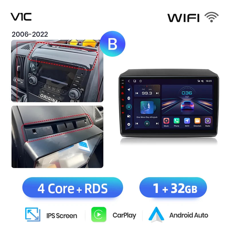 Junsun AI 4G LTE Wireless CarPlay Android Auto Car Radio For Fiat Ducato Peugeot Boxer Citroen Jumper 2006-2015 GPS Navi RDS FM
