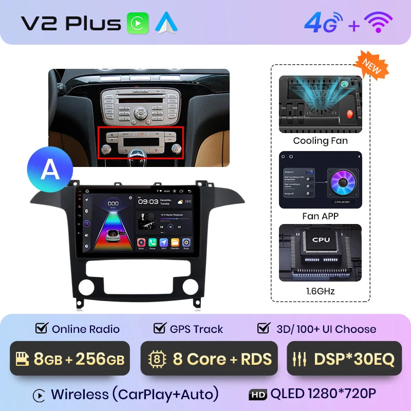 Junsun V1pro AI Voice 2 din Android Auto Radio For Ford S-Max S max 2007 - 2015 Carplay 4G Car Multimedia GPS 2din autoradio