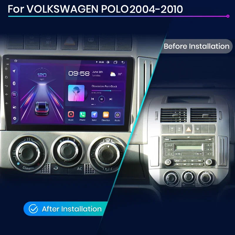 Junsun Wireless CarPlay Android Auto Radio For VOLKSWAGEN POLO 2004 2005 2006-2010 Car Intelligent Systems RDS BT WiFi 2 din