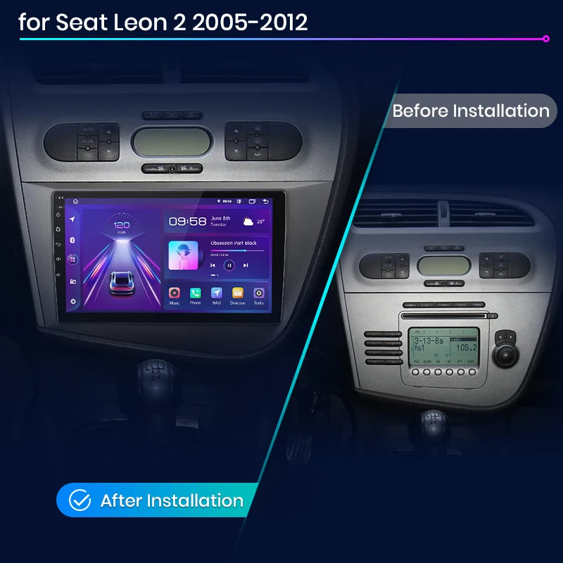 Junsun V1 Wireless CarPlay Android Auto Car Radio for  Seat Leon MK2 2005-2012 GPS Car Intelligent Systems Smart Autoradio