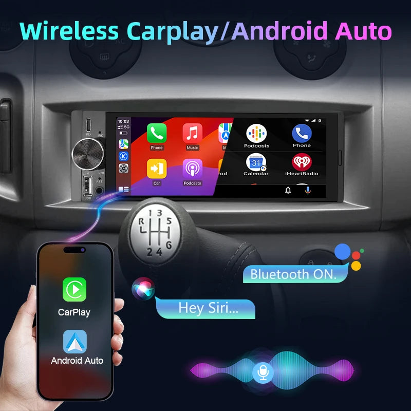 Junsun 1Din IPS 6.26/6.86 Inch Wireless Carplay Android Auto Car Radio Multimedia Video MP5 Player Touch Screen Universal Stereo
