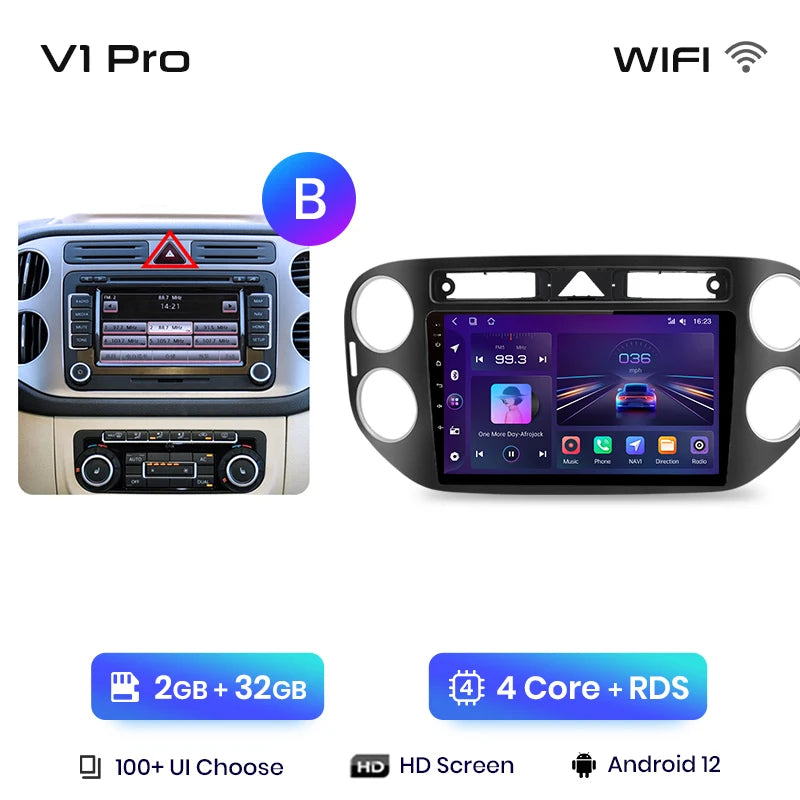 Junsun V1pro AI Voice 2 din Android Auto Radio For VW Volkswagen Tiguan 1 NF 2006-2016 Carplay Car Multimedia GPS 2din autoradio