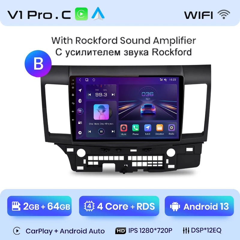 Junsun Car Radio For Mitsubishi Lancer 2007 - 2013 wireless CarPlay Android Auto car intelligent systems No 2 din 2din DVD