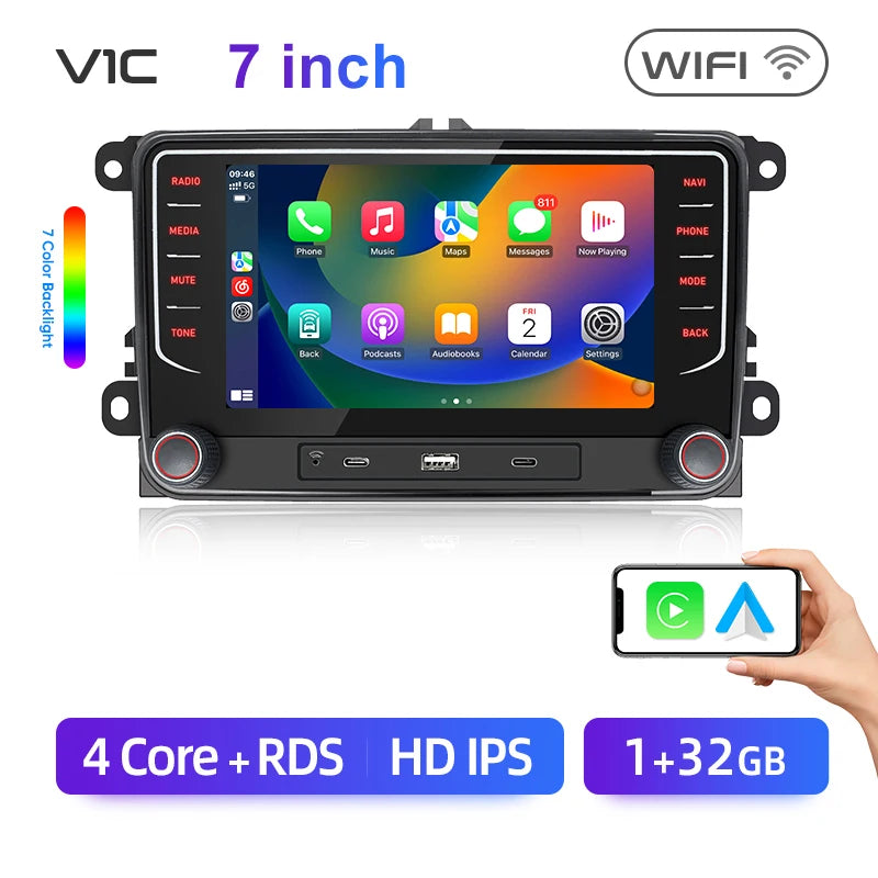 Junsun 2Din Wireless CarPlay for Apple Android Auto Car Radio Multimedia Player For VW Volkswagen Skoda Octavia PASSAT B6 GOLF