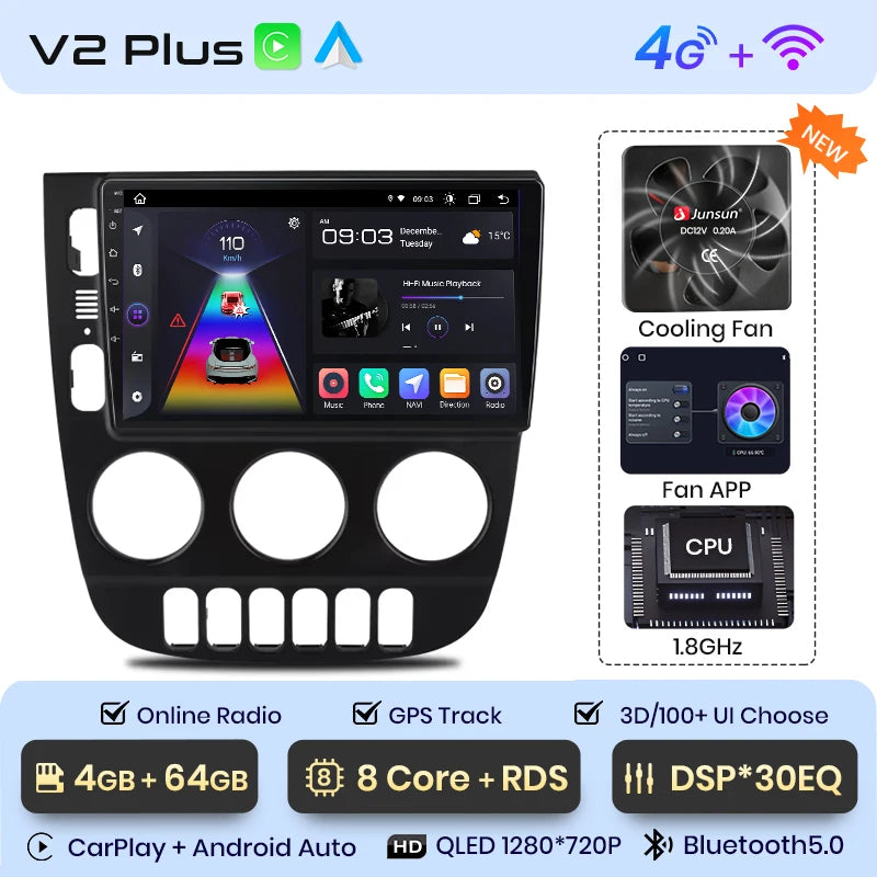 Junsun V1 Plus Car Radio For Mercedes Benz M-Class W163 ML 1998 - 2006 wireless CarPlay Android Auto No 2 din 2din DVD