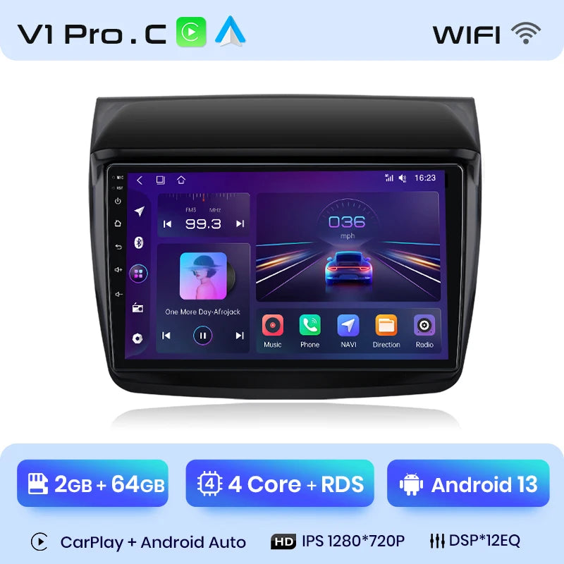 Junsun V1 Plus Car Radio For Mitsubishi Pajero Sport 2 L200 Triton 2008 - 2016 wireless CarPlay Android Auto No 2 din 2din DVD