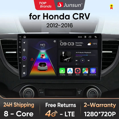 Junsun V1pro AI Voice 2 din Android Auto Radio For Honda CRV CR-V 2012-2016 Carplay Car Multimedia GPS 2din autoradio