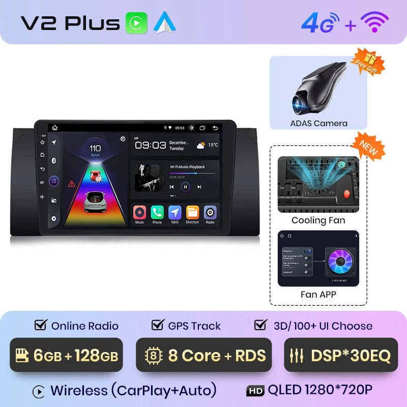 Junsun V1 Plus AI Voice Android Auto Radio For BMW E53 Carplay 4G Car Multimedia GPS 2din autoradio