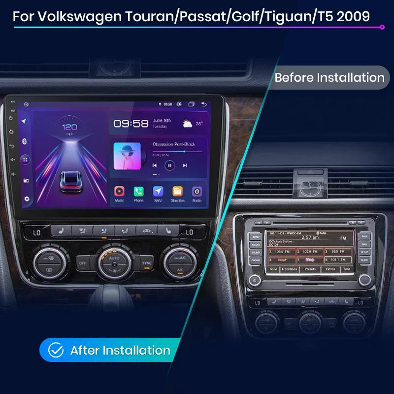 Junsun Wireless CarPlay Android Auto Radio For VW Tiguan Touran Caddy Passat Seat 2009 Car Intelligent Systems RDS BT WiFi 2 din
