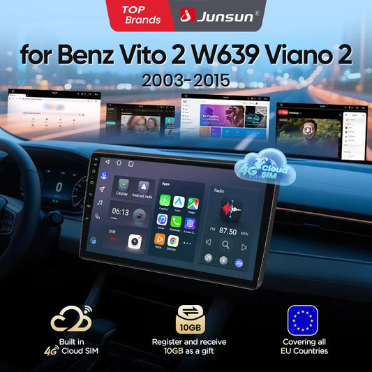 Junsun eSIM Android 14 Wireless CarPlay Android Auto Radio For Benz Vito 2 W639 Viano 2 2003 2004-2015 Stereo auto accessories