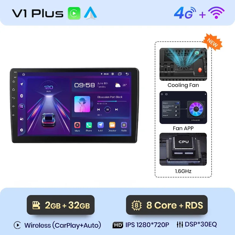 Junsun Wireless CarPlay Android Auto Radio For Volkswagen TOUAREG 2003 2004 2005-2010 Car Intelligent Systems RDS BT WiFi 2 din