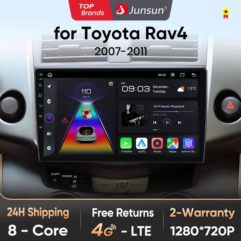 Junsun V1 AI Voice Wireless CarPlay Android Auto Radio For Toyota RAV4 RAV 4 2005-2012 2013 4G Car Multimedia GPS 2din autoradio