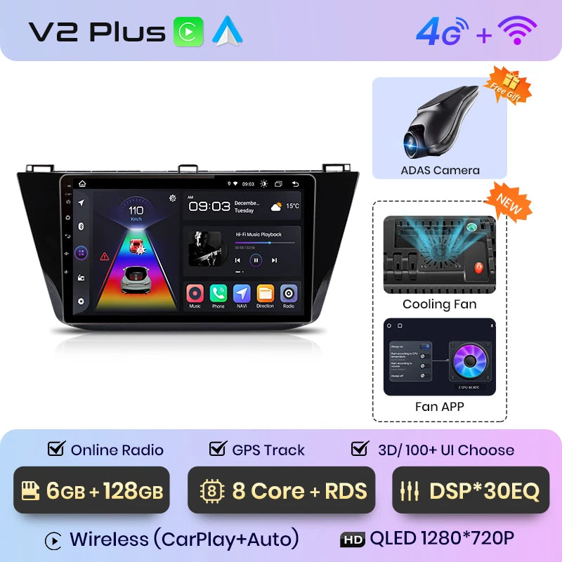 Junsun V1pro Android Auto Radio for VW Volkswagen Tiguan 2016-2020 Carplay 4G Car Multimedia GPS 2din autoradio