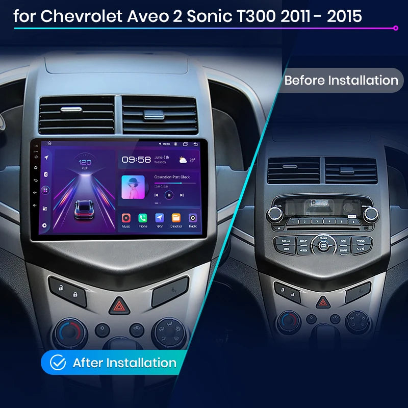 Junsun V1 Plus Car Radio For Chevrolet Aveo 2 Sonic T300 2011 - 2015 wireless CarPlay Android Auto No 2 din 2din DVD